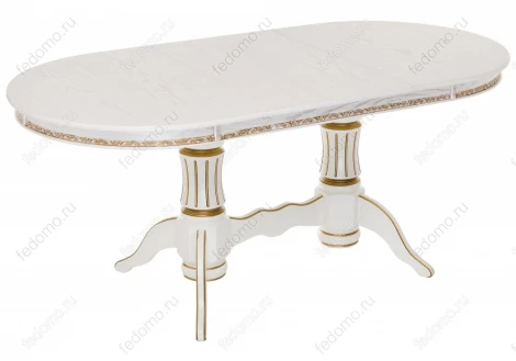 Деревянный стол Woodville Герцог молочный с золотой патиной 406086