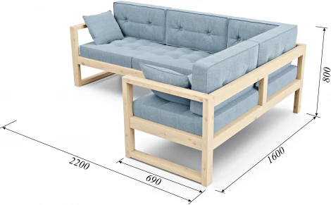 Диван Arsko Астер У сосна голубая рогожка