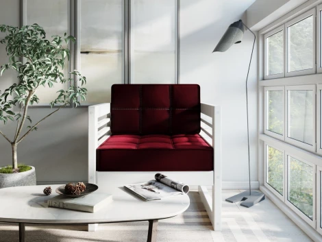 Кресло Arsko Сега белая эмаль велюр бордовый