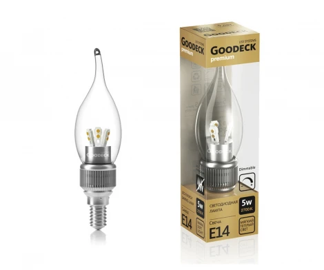 Лампа диммируемая E14 5W свеча на ветру Kink Light 1005011105D/GL