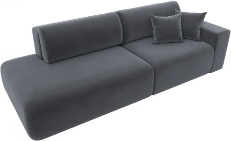 Диван прямой Лига-036 НПБ Модерн подлокотник справа (Серый/Велюр) Лига Диванов арт.121344