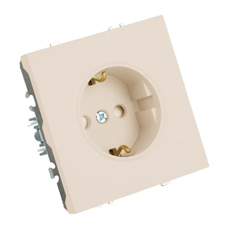 Розетка с заземлением и шторками (кашемир, soft touch) Stekker Эмили 49906