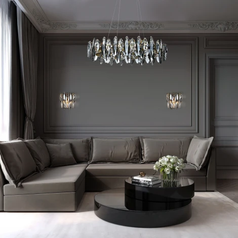 Подвесной светильник c хрусталем Bogate's Onyx 372/8 Strotskis (220V, на тросе)