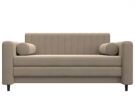 Диван прямой Лига-070 (ЛДСП,Брус,Фанера/Дерево/Велюр/Бежевый) Лига Диванов 129743