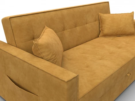 Диван прямой Лига-104 (160) (ЛДСП,Брус,Фанера,Велюр/Желтый) Лига Диванов 134879