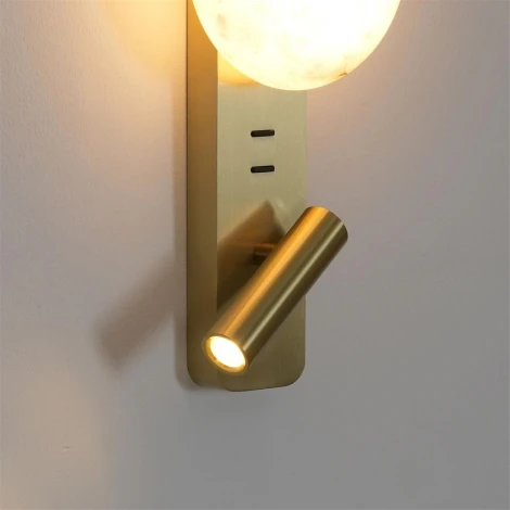 Настенный светильник с выключателем Odeon Light Albergo 7164/9WL металл/темная латунь/алебастр IP20 LED 9W 787Лм 2700K 180° 220V