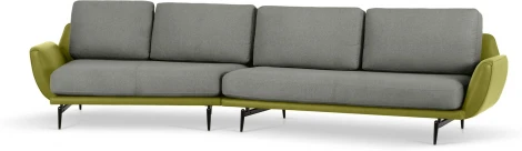 Диван Ispani угловой левый ОГОГО (арт.799393), (Ткань,Экокожа/Серый,Зеленый)