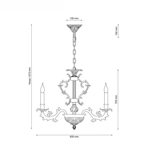 Подвесная большая люстра Lucia Tucci Firenze 1780.15.3 antique gold (220V, на цепи, подсвечник, свеча, листья, ветки)