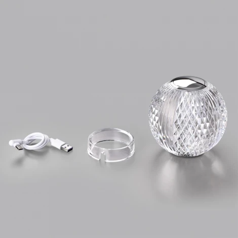 Настольная лампа Odeon Light Crystal 5007/2TL хром/металл/акрил LED 2W 4000K 200лм (регулировка яркости, 220V, диммер, сенсорный выключатель, шар)