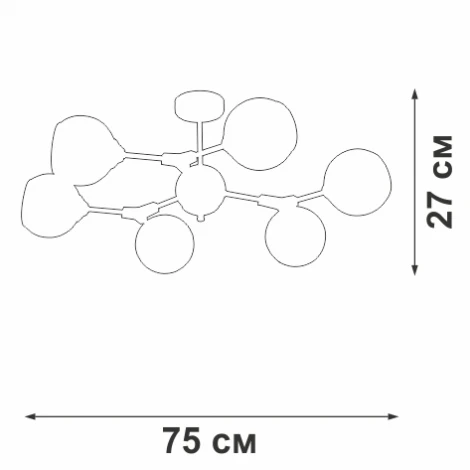Потолочная люстра на штанге V4994-1/6PL Vitaluce (220V, шар)