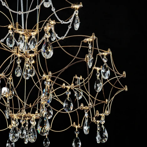 Подвесная люстра светодиодная хрустальная с пультом с регулировкой цветовой температуры Modelux MODELUX ML.7815.600P GD