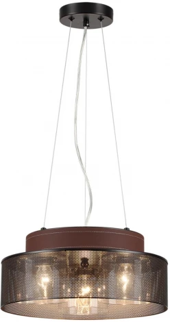 Подвесной светильник Lumion Basalto 6598/3C черный/черный. коричневый металл, эко кожа/металл, стекло Е27 3*40W 220V (на тросе, круглые)