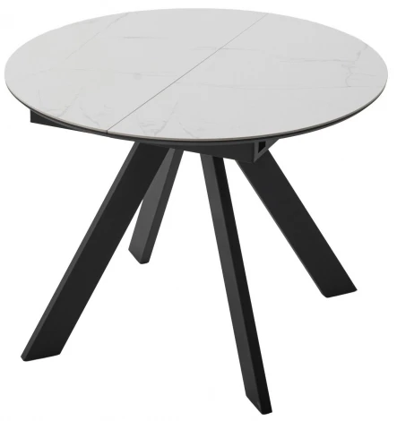 Стол БОНЖУР 100 цвет БЕЛЫЙ МРАМОР, керамика / ЧЕРНЫЙ каркас M-City 64582
