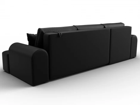 Диван угловой Лига-080 угол левый (ДСП/Пластик/Экокожа/Черный) Лига Диванов 134753L