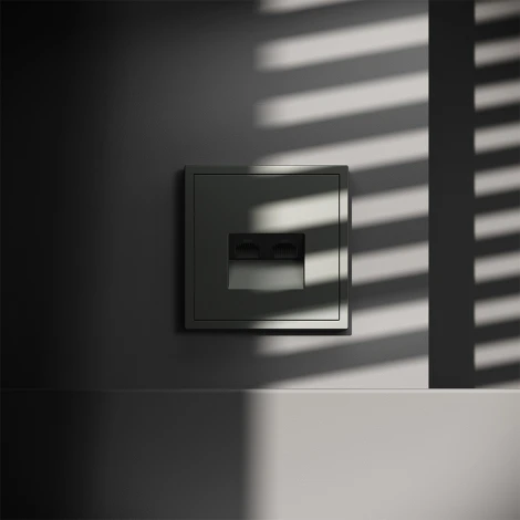 Розетка двойная Ethernet RJ-45 (титан) Voltum S70 VLS060206