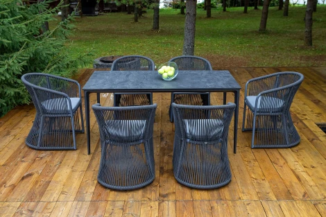 "Романо" обеденная группа на 6 персон, каркас темно-серый, роуп темно-серый 4SIS ROM-CM6T1-7-SET D-gray