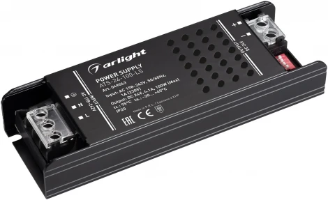 Блок питания ATS-24-100-LS (24V, 4.1A, 100W) (Arlight, IP20 Сетка, 5 лет) 049063