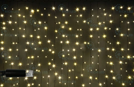 Гирлянда светодиодная Занавес белая 220B, 300 LED, провод прозрачный, IP65 RL-CS2*1.5-CT/WW Rich LED