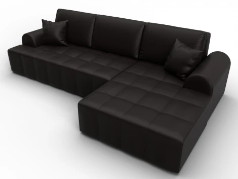 Диван угловой Лига-080 угол правый (ДСП/Пластик/Экокожа/Коричневый) Лига Диванов 134752