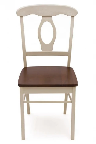 Стул NAPOLEON с твердым сиденьем Античный белый/Тёмный Дуб (дерево гевея)