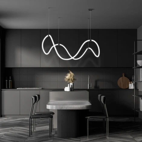 Подвесной светильник с гибким неоном Eurosvet Full light 90288/1 черный (регулировка яркости, LED, 220V, пульт управления, на тросе)