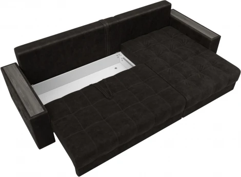 Диван угловой с декором и полкой Лига-050 НПБ Лига Диванов (Велюр) арт.128601