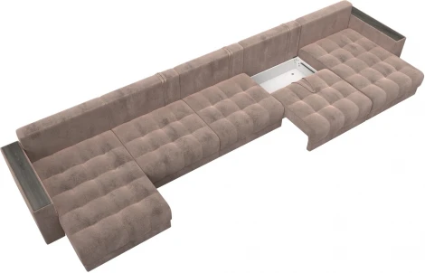 Диван П-образный с декором Лига-049 НПБ Мегалонг Лига Диванов (Велюр) арт.128540