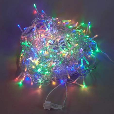 Гирлянда Бахрома светодиодная с эффектом мерцания, 12м. соединяемая. 195 светодиодов, красный, желтый, синий, зеленый, белый свет Uniel ULD-B12006-195/TTK MULTI-2 IP44