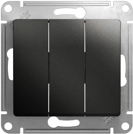 Выключатель встраиваемый трехклавишный (антрацит) Systeme Electric Glossa GSL000731
