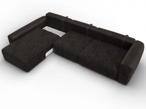 Диван угловой Лига-066 НПБ Лонг угол левый (ЛДСП,Фанера,Брус,Велюр/Коричневый) Лига Диванов 131220L