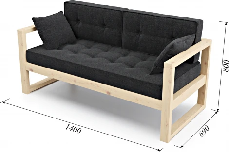 Диван Arsko Астер Мини сосна черная рогожка