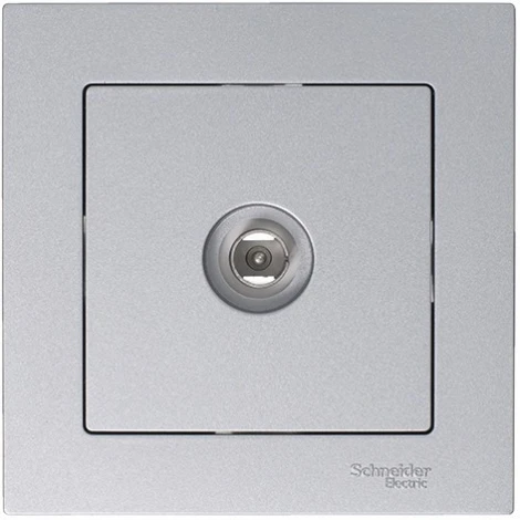 ТВ-розетка встраиваемая проходная (алюминий) Systeme Electric AtlasDesign ATN000393