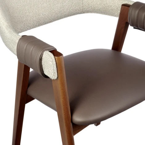 Стул KELLI бежевый букле, экокожа коричневая, орех Bradex Home (арт.RF 0749)