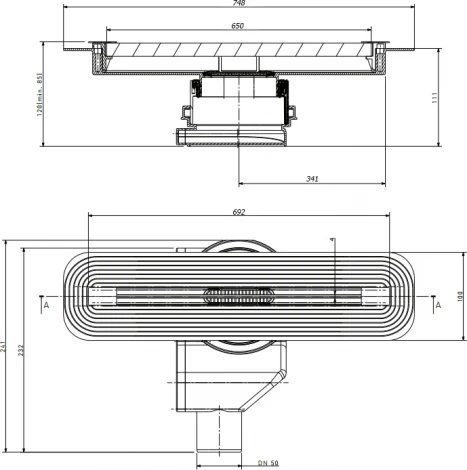 Душевой лоток Pestan Confluo Slim Line 650 с решеткой