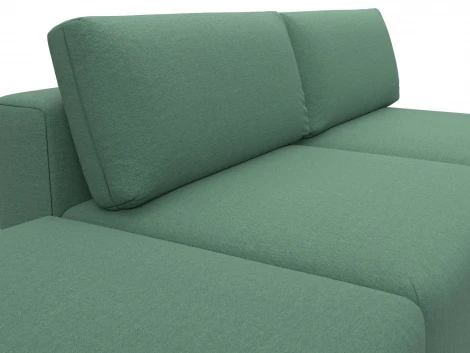 Диван угловой модульный с пуфом Лига-060 НПБ угол универсальный (ЛДСП,Брус,Фанера/Пластик/Рогожка/Зеленый) Лига Диванов 129702