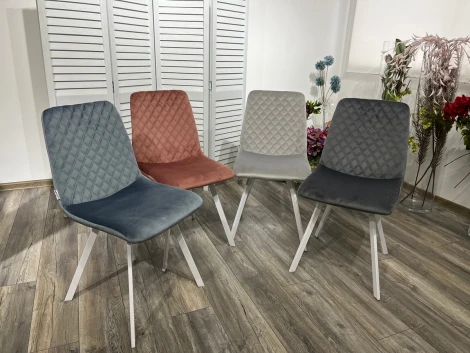 Обеденный стул M-City DAIQUIRI BLUVEL-14 GREY / белый каркас, велюр
