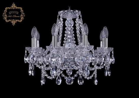 Подвесная люстра Art Classic 11.25 11.25.8.165.Cr.Sp (220V, хрусталь, на цепи, подсвечник, свеча)