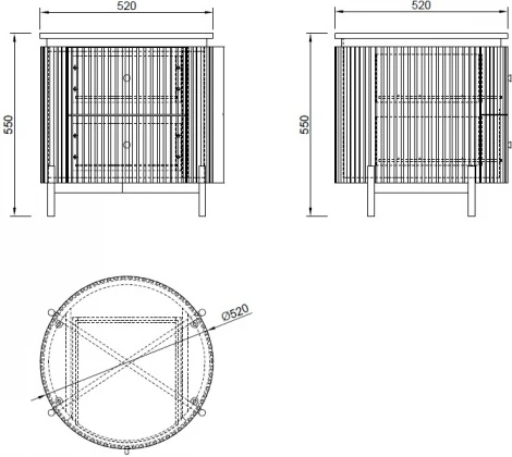 Тумбочка 2 ящика с мраморной столешницей d51*55см Garda Decor арт.77IP-GD009-TUMB/1