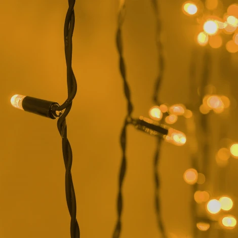 Гирлянда Занавес 2 x 2 м желтый 220В, 400 LED, провод черный каучук 2,3мм, IP65 Laitcom ECO402-1-2Y