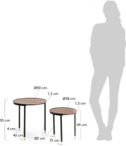 Журнальный стол La Forma (ex Julia Grup) Anabel (Золотой,Черный/ МДФ,Шпон ореха,Дерево,Сталь,Орех,Шпон,Металл)