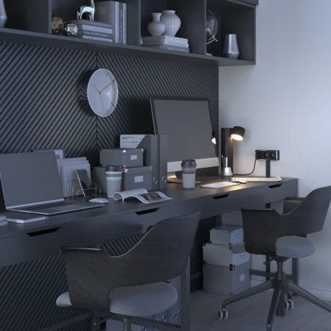 Розетка тройная с заземлением и шторками (черный/хром) Werkel W5073135 (a052592)