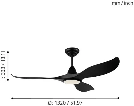 Потолочная люстра на штанге с вентилятором Eglo Cirali 52 35008 (LED, 220V, пульт управления)
