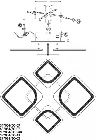 Потолочная люстра Seven Fires Kalle SF7064/5C-SGD-BL
