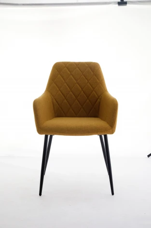 Стул NOVARA Barrel-48 Горчичный, ткань / черный каркас / Товарный знак DISAUR