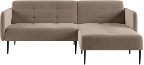 Monaco диван-кровать с шезлонгом, с подлокотниками, бархат пепельно-бежевый 25 Top Concept арт.13012