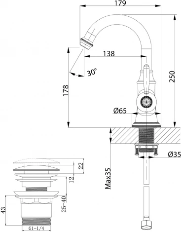 Смеситель Lemark Spark LM6707RG для раковины
