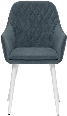 Стул с подлокотниками Слим, каркас Белый, велюр Темно-зеленый 2500000185939 Leset