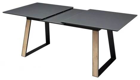 Стол Франк 160 ГРАФИТ, стекло / ДУБ ГАЛИФАКС-ЧЕРНЫЙ