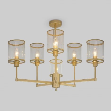 Потолочная люстра Wi-Fi на штанге Eurosvet Inari 60144/6 золото (220V, управление смартфоном, голосовое управление, умный дом - Minimir Home, Алиса, Маруся, Салют)