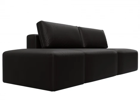 Диван прямой модульный с пуфом Лига-060 НПБ (ЛДСП,Брус,Фанера/Пластик/Экокожа/Коричневый) Лига Диванов 130053